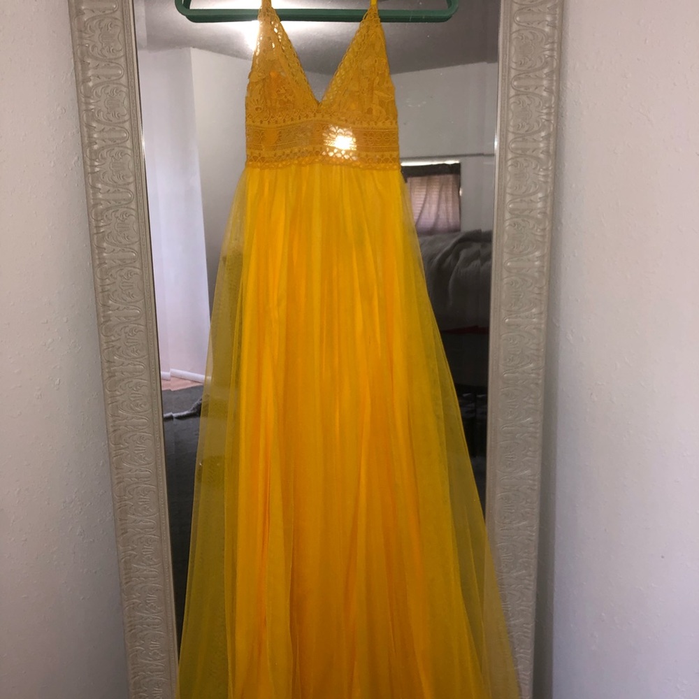 Yellow formal maxi dress